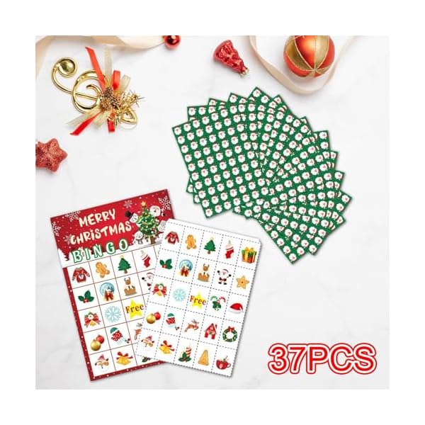 Milageto Cartes de bingo de vacances d'hiver 24 cartes de jeu de bingo de Noël Cartes de jeux de bingo en famille pour les jeux de cartes de fête Salle de 51s4V0xmQSL. SS600