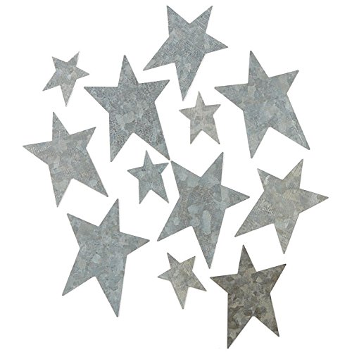 Factory Direct Craft Set of 48 Galvanized Tin Assorted Size Star Cutouts for Crafting, Creating and Embellishing | Assorted Size
