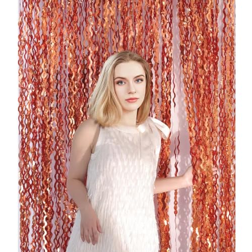 Pack de 4 Cortinas Naranja de Foil 3.3x6.6 pies miniatura 3