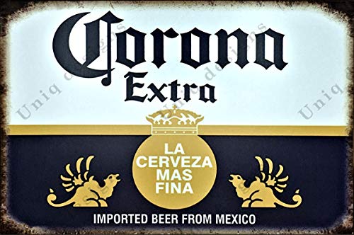 UNiQ Designs Corona Beer Corona Sign Vintage Metal Beer Tin Signs Bar Signs Vintage Beer Wall Decor Alcohol Signs Beer Funny Signs for Bar Beer Decorations Bar Sign Decor 8x12