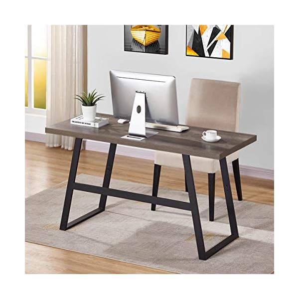 BON AUGURE Rustic Wood Computer Desk, Industrial PC Writing Desk, Vintage Study Table for Home Office Workstation - Image 8