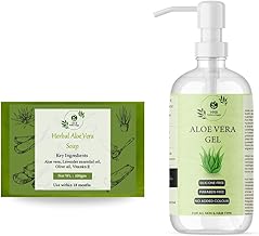 HNB Aloe Vera Gel & Herbal Aloe Vera Soap Combo | 100% Natural Skincare | Hydrating & Soothing Gel for Face, Body & Hair + Herbal Soap for Deep Cleansing | Acne, Dry Skin & Sunburn Relief
