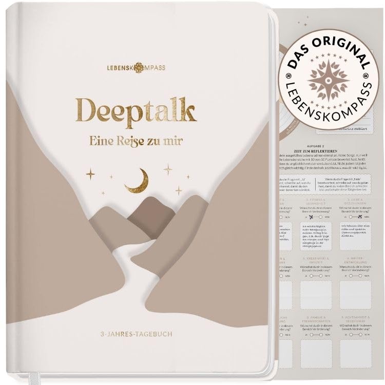 Lebenskompass 3 Jahres Tagebuch für Erwachsene - Deeptalk Eine Reise zu mir Selbst 'SAHARA' One line a day - ein 5 bis 6 Minuten Tagebuch für Erinnerungen, Reflexion und Achtsamkeit - DIN A5 Hardcover