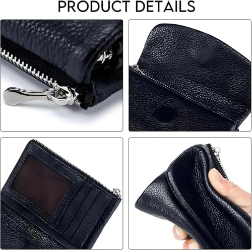 Unisex Pebble Leather Wallet, Small Wallets for Women, Women's Genuine Leather Coin Purse with Credit Card Holder, Small Compact Bifold Pocket Purse Multicolor, for Men & Women (Lavender Purple)4