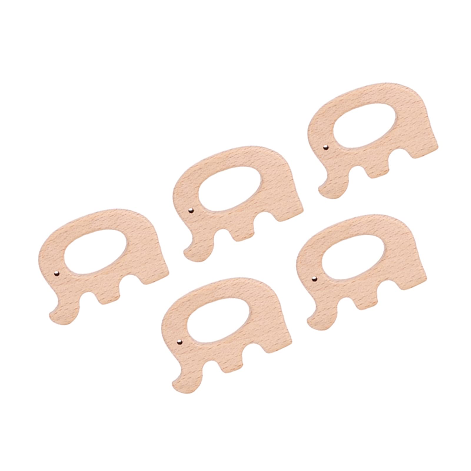 Wooden Teether, Animal Shaped Safe Natural Comfort Teething Toy Set for Infants Baby Shower DIY Sensory Play - Image 4