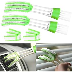 Persianas O Contraventanas Cepillos Limpiadores, Juego de 2, para Persianas de Ventana con 4 x Accesorio de Microfibra, Limpiador de Persianas, Cortinas, Aire Acondicionado y Contraventanas, Tamaño Compacto, Colector de Tela