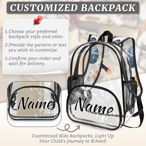 Outer Space Personalized Clear Small Backpack for Stadium Events Nebula Universe Planet Custom Transparent Backpacks with Name Heavy Duty PVC Plastic See Through Clear Bag for Concerts4