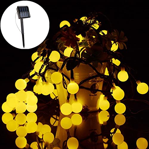 Weihnachtslichter, Girlande, Kugeln, Weihnachtsdekoration für Zuhause, solarbetrieben, LED-Lichterkette, Gartendekoration, Neujahrsdekoration (Farbe: rotes Glas, Größe: 12 m, 100 LED)