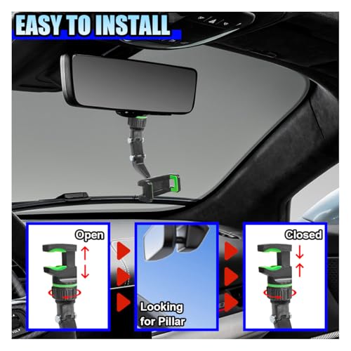 Rearview Mirror Phone Mount Holder for Car, 360° Rotating Adjustable Car Green - 第 4/13 張圖片