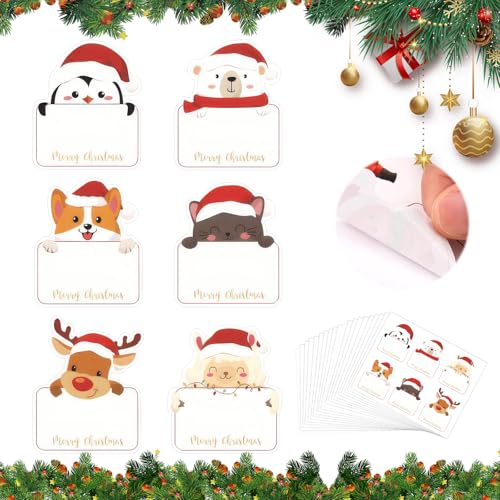 Lot de 120 étiquettes de Noël autocollantes de Noël à...