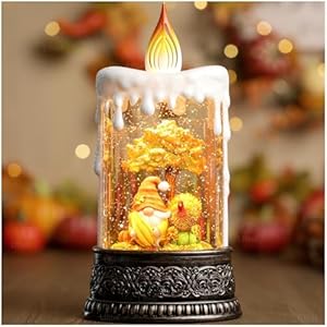 Fall Snow Globe Lantern,Snow Globe Candle Glittering, Fall Lantern with Gnome and Turkey, Harvest Day Decorations Tabletop Lighted Display with Timer for Autumn Thanksgiving Festival Décor Fall Snow Globe LanternSnow Globe Candle Glittering Fall Lantern with Gnome and Turkey Harvest Day Decorations Tabletop Lighted Display with Timer for Autumn Thanksgiving Festival Decor