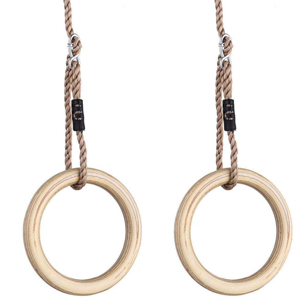Wooden Gymnastic Rings - Premium Heavy Duty Rings for Body Strength and Cross Fit Training in Backyard Gym Rings with Pp Adjustable Ropes-image-32