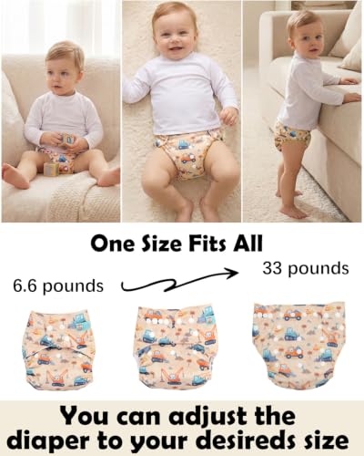 Image of ALVABABY Baby Cloth Diapers 6 Pack with 12 Inserts Cloth Diaper Covers Adjustable Washable Reusable for Baby Girls and Boys 6DM142A
