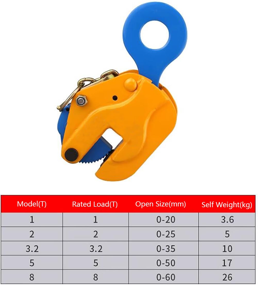 Zaciski do podnoszenia płyt, zacisk do podnoszenia blachy stalowej z hakiem blokującym, metalowy zacisk do podnoszenia i budowania (1-8 ton), 3,2T