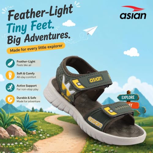 Image of ASIAN Virat Junior-11 Sports Sandals | Soft Cushion Comfort, Adjustable Velcro Fit, Lightweight & Durable | Outdoor Play Sandals for Boys & Girls