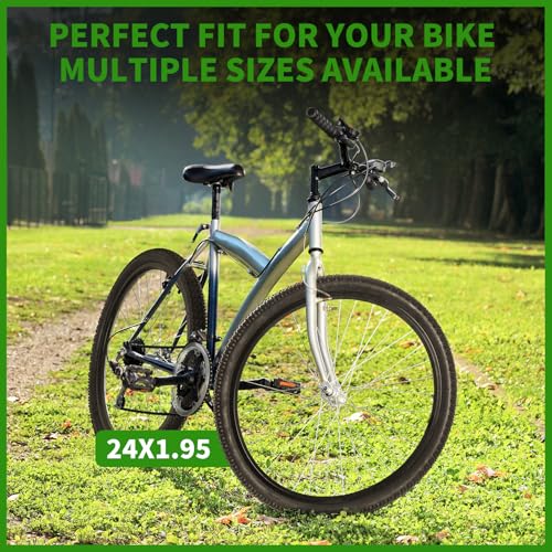 2-Pack 24 X 1.95/2.125 Mountain Bike Tires & Inner Tubes Set 24 X 1.95/2.125 Folding Puncture-Resistant Replacement Tires with Pair 1.75-2.125 Inner Tubes & Tire Levers for MTB Off-Road Bikes