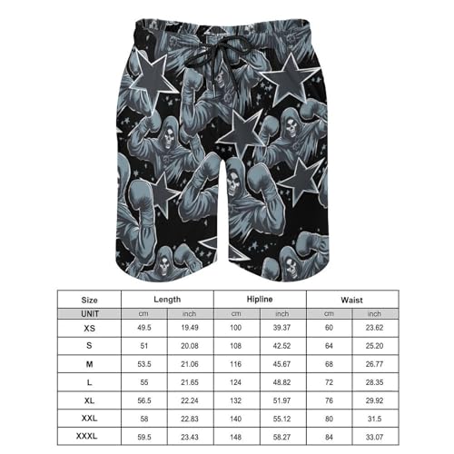 Death Boxer Boxing Men's Swim Trunks Board Shorts Beachshorts Swimsuits with Pockets Mesh Liner2