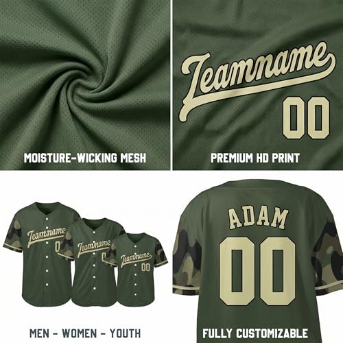 Custom Baseball Jerseys - Personalized Camo Baseball Shirts Name Number Logo - Patriotic US Flag Uniforms for Men Women Youth miniatura 6