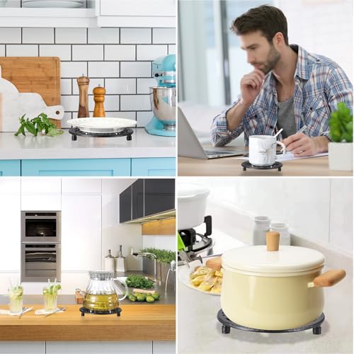 Sumnacon ULSMC01357 Tea Pot Trivet 2 Pcs Cast Iron Floral Pattern Tea Pot Trivet thumb #6