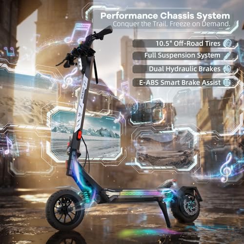 Electric Scooter Adults, 3500W/7000W/8000W Single/Dual Hyper Motor with 50/70/75 Miles Range Battery, Up to 45/55/58 MPH Top Speed, 10.5"/12" Tubeless Tires Commuting Scooter for Adults - Image 6