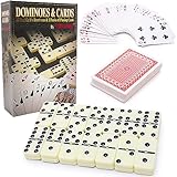 Toyland® Juego 2 en 1 - Domino Doble 6 y 2 Paquetes de Naipes - Juegos Familiares - Juegos de Mesa Clásicos