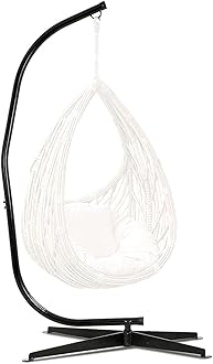 Hammock chair stand only, Hanging C-Stand with Buckle and Spring Hook, 360-Degree Hanging Hammock Stands, Indoor Outdoor Heavy Duty Steel Swing Metal Egg chair stand, 300lbs Capacity (No Hammock)
