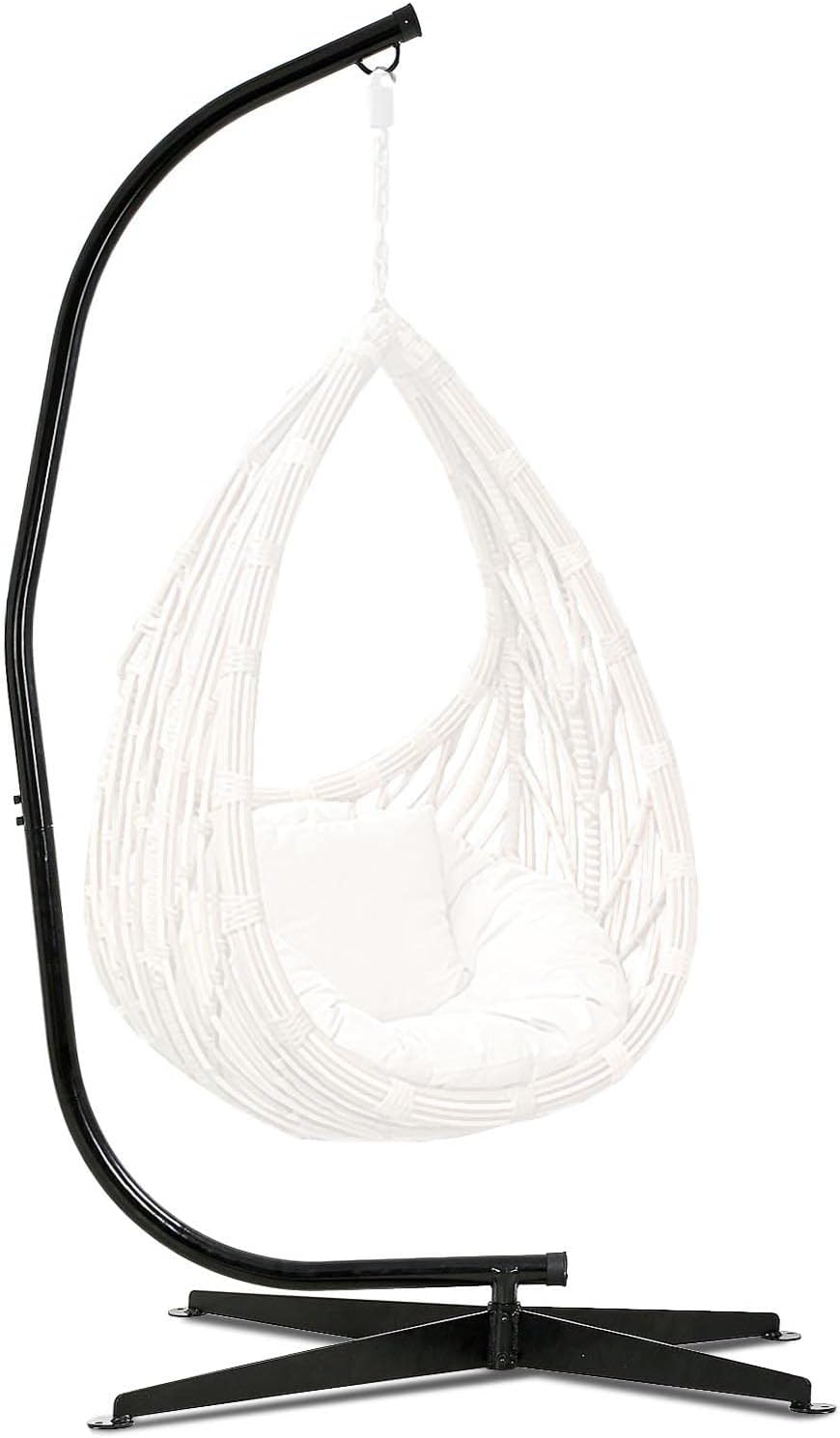 Hammock chair stand only, Hanging C-Stand with Buckle and Spring Hook, 360-Degree Hanging Hammock Stands, Indoor Outdoor Heavy Duty Steel Swing Metal Egg chair stand, 300lbs Capacity (No Hammock)