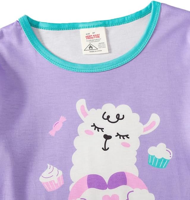 MyFav Big Girls Summer Pajama Set Heart Shape Printed Cute Sleepwear Shorts - Image 5