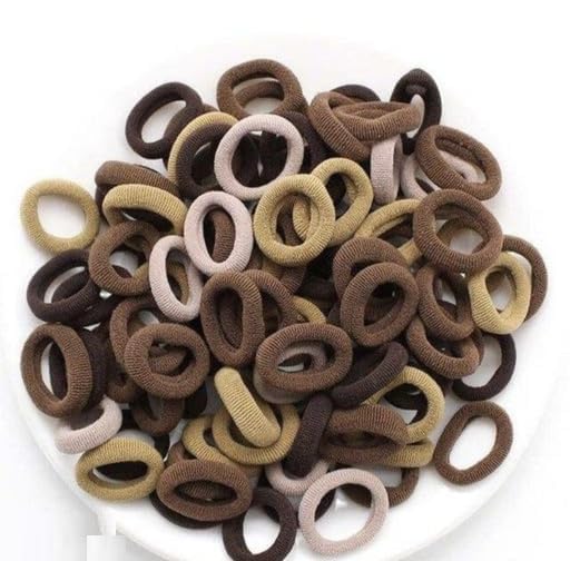 Krisus 200pcs Soft Tiny Hair Bands for Babies and Girls – Cotton Stretch No-Pull Elastic Hair Ties, Non-Slip Mini Rubber Bands, Gentle Small Holders for Ponytails Braids & Baby Hairstyles (Brown)-image-20
