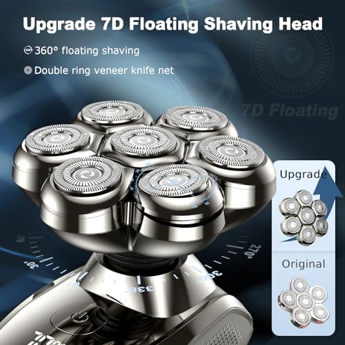 Image of Electric Shaver for Bald Men, Vylto Upgrade 7D Head Shaver, Anti Pinch Head Shaver with 5-in-1 Men's Care Kit, IPX7 Waterproof, Wet /Dry, Type-C Charging, Head Shaver for Bald Men