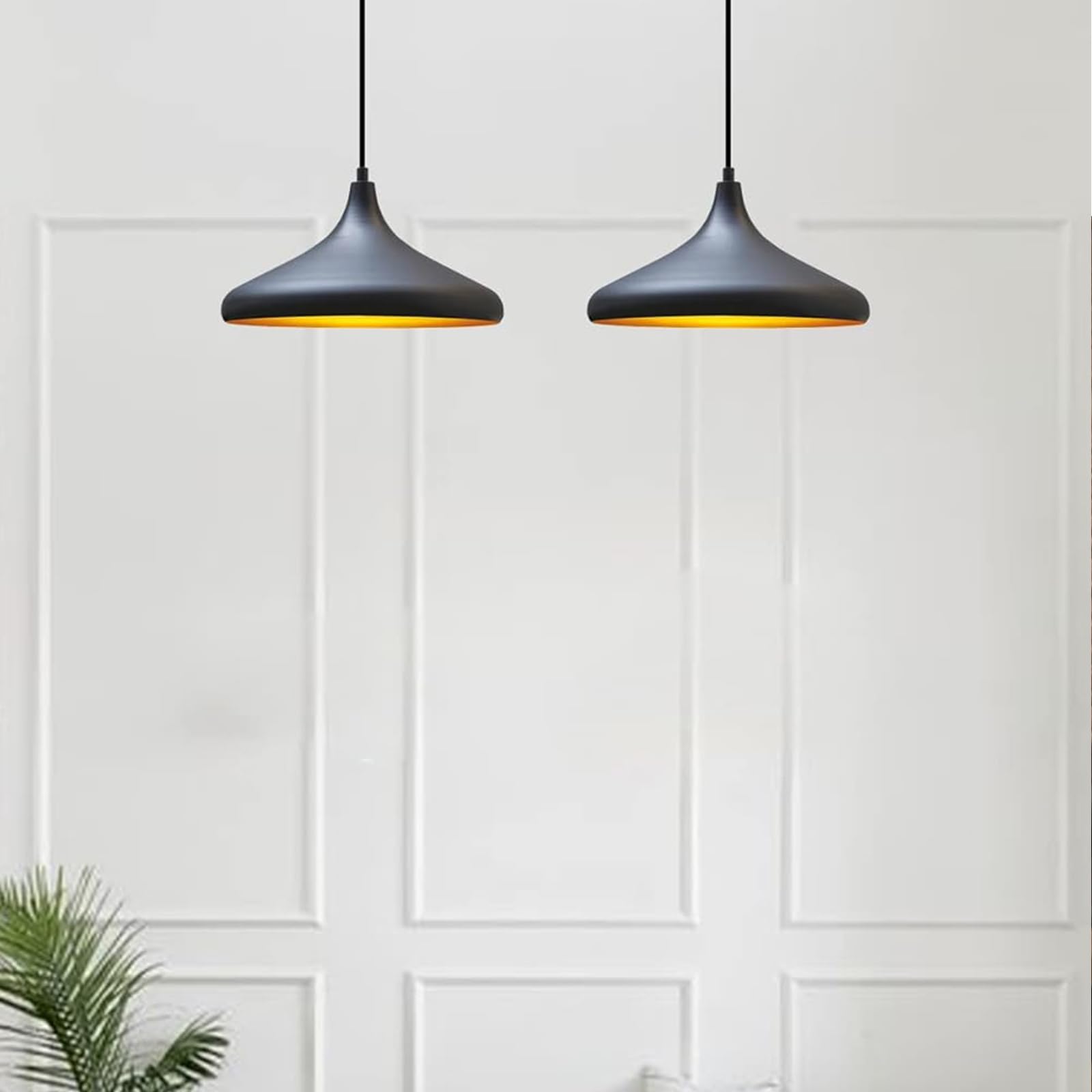 bamyum Champion Suspension Luminaire Vintage, Lustre Salon de 35 cm, Lustre Cuisine en Métal, Lampe E27 Vintage pour Chambre, Suspension Luminaire Cuisine, Suspension de Salle à Manger, Couloir, Noir
