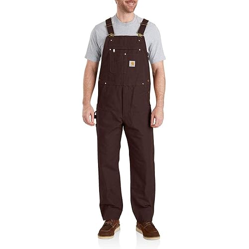 Carhartt Mens Relaxed Fit Duck Bib Overall Work Utility Outerwear, Dark Brown, 32W X 34L US