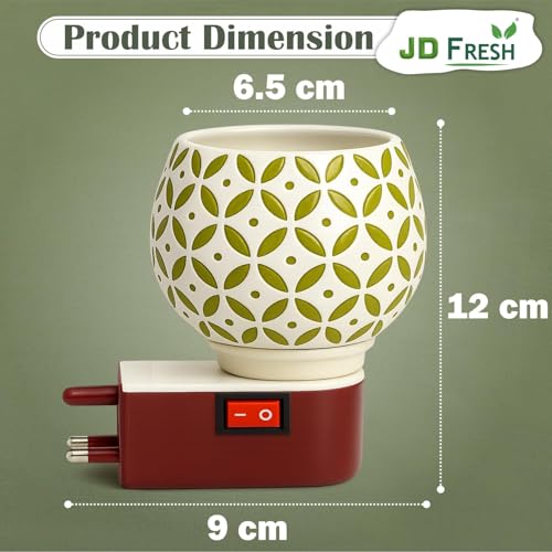Image of JD FRESH Ceramic Kapoor Dani Night Lamp /Electric Camphor Diffuser Burner for Pooja /Incense Aroma Dhoop Dani /Multipurpose Night lamp Incense Burner for Office /Home /Temple /Mosquito Repellent (JD-1032)