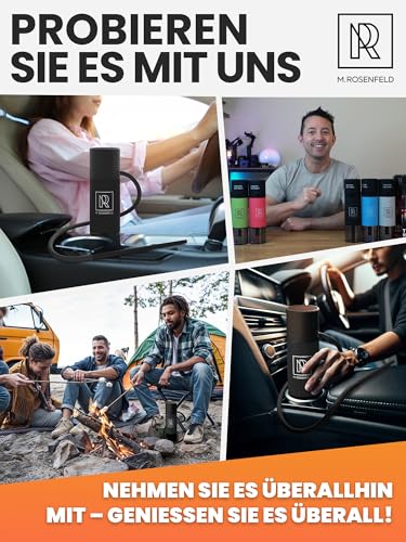 M. ROSENFELD Tragbares Shisha Komplettset für unterwegs – Mini Schischa Reise-/Auto Hookah Set mit Silikon Schlauch, Tasche & Zange, leicht zu reinigen, kompakt schwarz