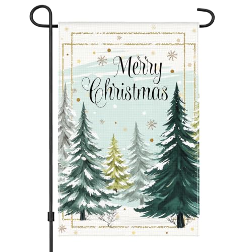 AhfuLife Drapeau sapin Noël extérieur, 12x18 po