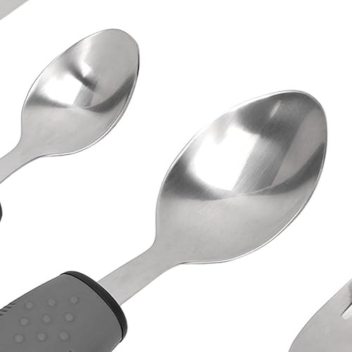 Miniatura 4 de Parkinson - Juego de cuchara y tenedor con cuchillo, suministros especiales, utensilios adaptativos, utensilios con peso para temblores, cubiertos
