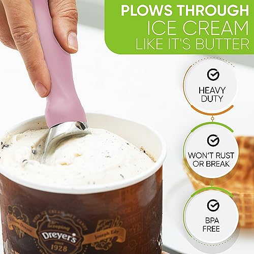 Image of Spring Chef Heavy Duty Ice Cream Scoop with Soft Grip Handle, Pink Lemonade