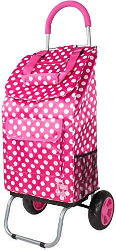 Image of dbest products Trolley Dolly Shopping Grocery Foldable Cart Storage Mom, Pink Polka Dot