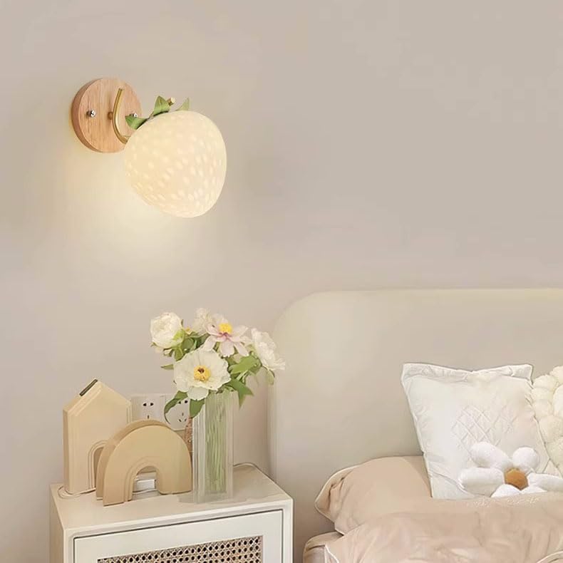 LED Wooden Wall Lamp for Kids, Glass Ball Shade, E27, Suitable for Bedroom, Living Room, Hallway, Stairs - Boys & Girls Room