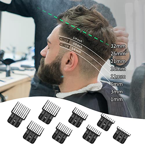 Image of 8 Pack Premium Trimmer Guards Fit for BaBylissPRO Barberology FX787 & FX726 Trimmer, Replacement Guards with Metal Spring Clip - From 1 /32-5 /4 inch Snap on Blade Attachment Combs Set