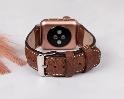 Miniatura 4 de Watch Bands Compatible with Apple 38mm for men & women, Handmade Genuine Leather, Wristband Compatible with iWatch Series Ultra 8 7 6 5 4 3 2 1 SE,