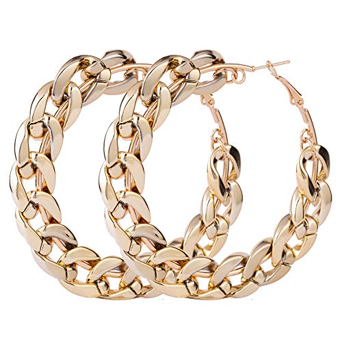Big Metal Hoop Earrings  Extra Large Lightweight Basketball Hoop Earrings for Women Girls, 70mm 75mm 80mm Thin Thick Chunky Twisted Huge Hoop Earrings (2.75 Inch Gold G)