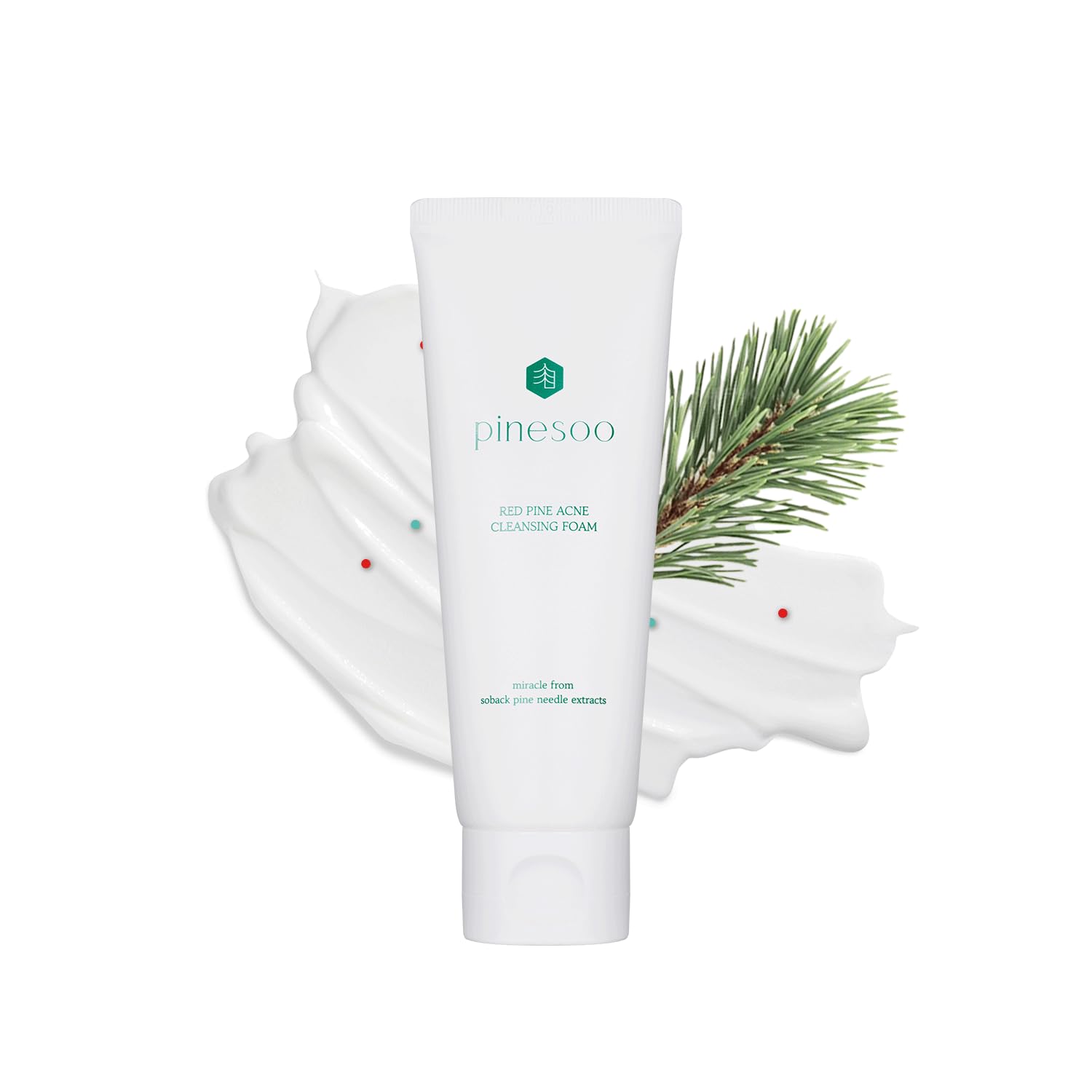 PINESOO Red Pine Acne Cleansing Foam, Daily Face Cleanser120ml