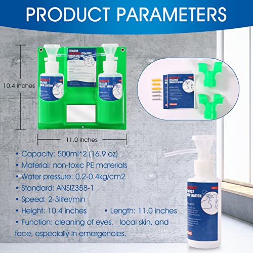 Ezcasch Eye Wash Emergency Eyewash Station Portable Double 500Ml Bottles Eye Washing Cup Kit, Osha Approved, Not Include Solution, Each Bottle With 2 Different Cups. #TOP4