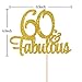 Gold Glitter 60 & Fabulous Cake Topper - 60th Birthday Party Decoration Sign - Adult Birthday Party Supplies