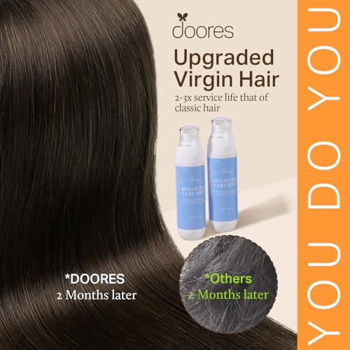 Image of DOORES Seamless Clip-in Real Human Hair Extensions, Dark Brown 7pcs 110g 18 Inch, Invisi Edge Straight Hair