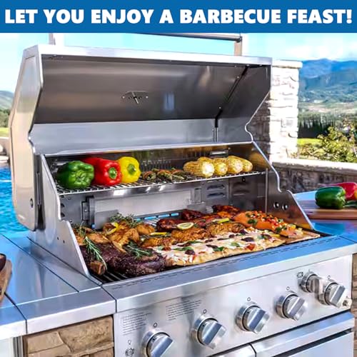 Image of SafBbcue Replacement Kit for Spire Premium 5 Burner 740-0788P, Parts for Spire Premium Grill Accessories, Cooking Grates & Heat Plates Kit for Spire 740-0788P Grill, Stainless Steel