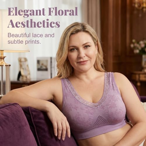 Image of Runsgo Bras for Women, Plus Size Bra, No Wire Mesh Tank Top Bra
