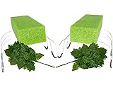 2 Pack 12 Inch Wire Headstone Saddle with Foam Attached Plus! 24 Sprays Green Leather Fern Artificial Silk Leaves 16' Made in The USA