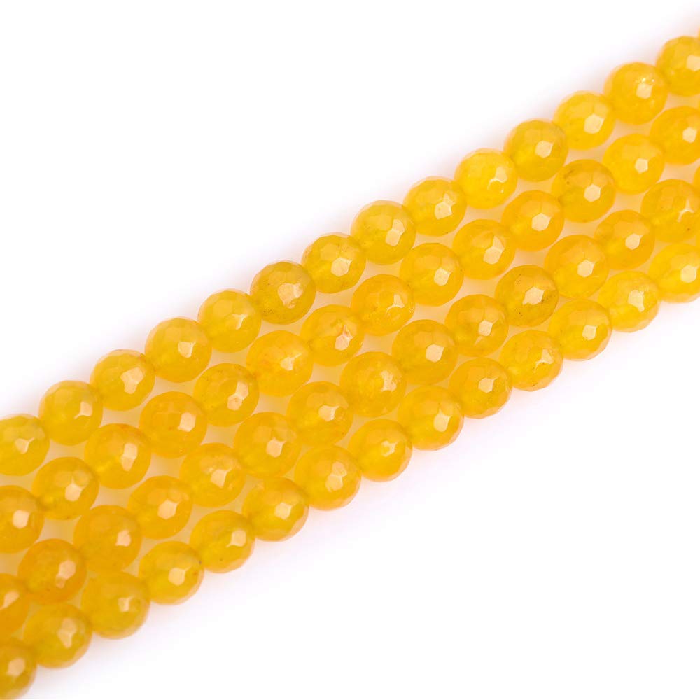 JOE FOREMAN 8mm Natural Yellow Jade Round Beads - 15 Inch Strand For Jewelry Making